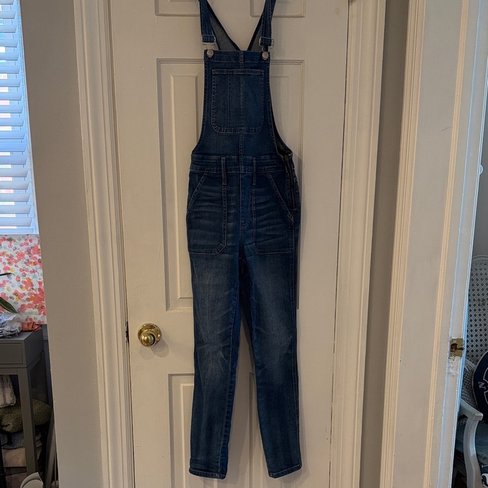 Madewell Women’s Dark Blue Skinny Denim Overalls